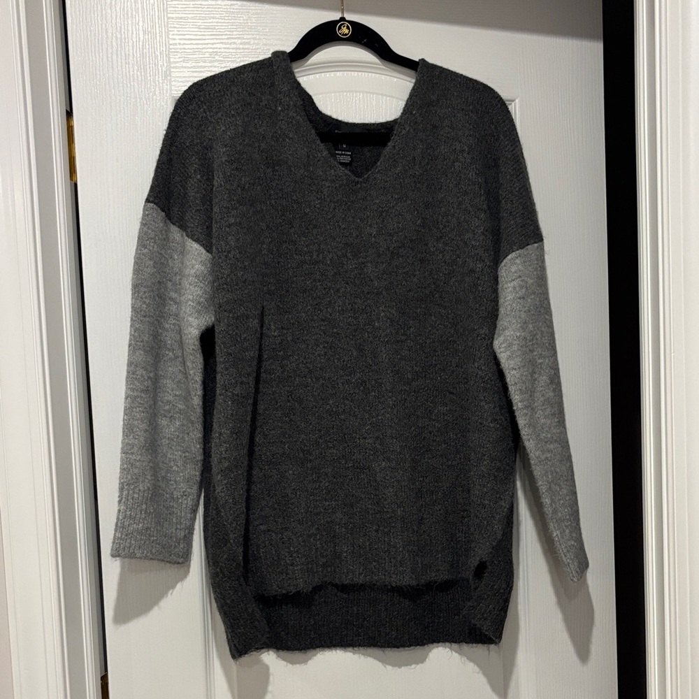 Two-Tone V-Neck Sweater